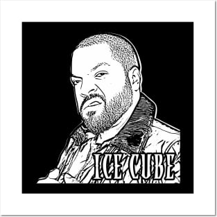 ice cube rapper | funny face | White lineart Posters and Art